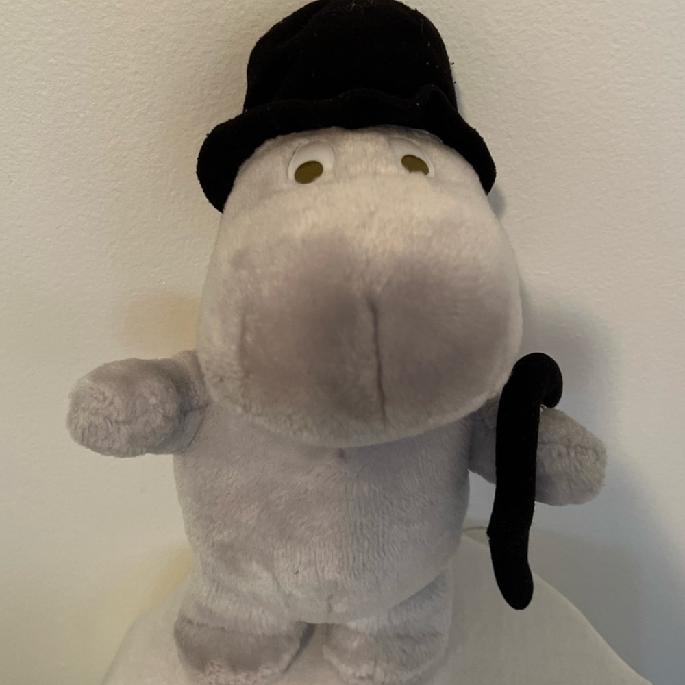 Vintage Finland Moomin Papa Hat And Cane Plush Gray Finnish 10”